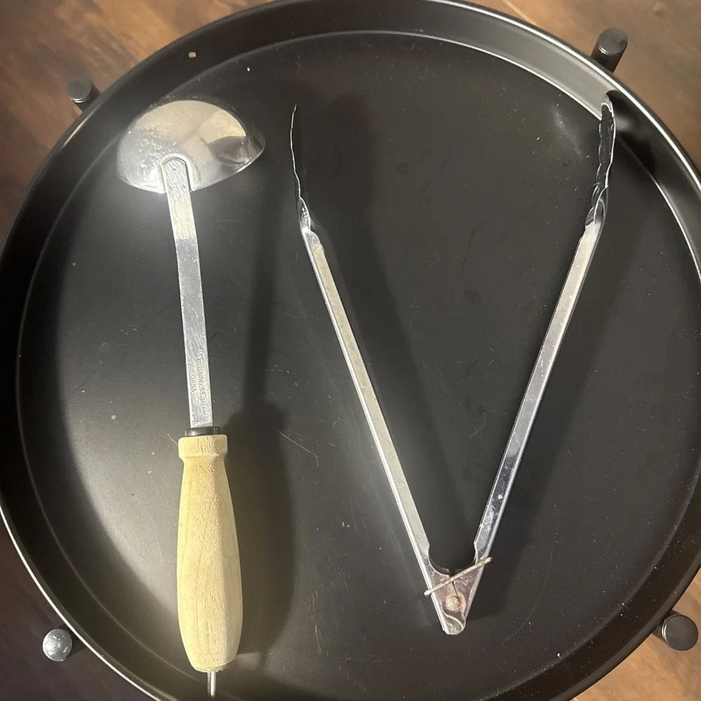 Stainless Steel Ladle Wooden Handle & Tongs Utensil Bundle Lot‎ Kitchen Cookware
